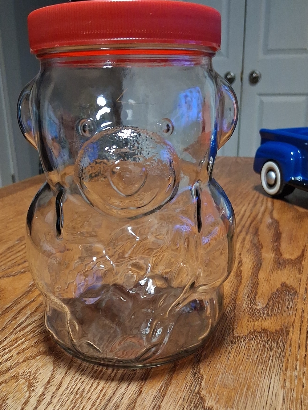 VTG 1980s Kraft Peanut Butter Glass Bear Jar Red Lid Papa Bear Collectible